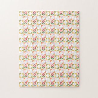 Liten röd blomster quiltblock pussel