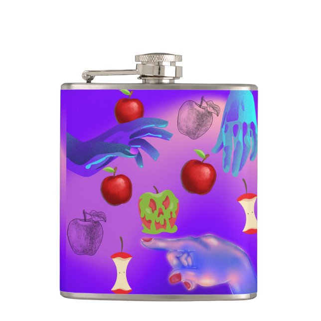 Liten röd dödskalle giftig äpple vegan sommar  fickplunta (Framsidan)