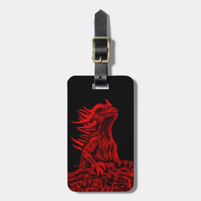 Liten röd Drakon Bagagebricka (Vertikal Framsida)