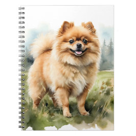LITEN RÖD FLUFFIG POMERANIAN VALP HUND ANTECKNINGSBOK