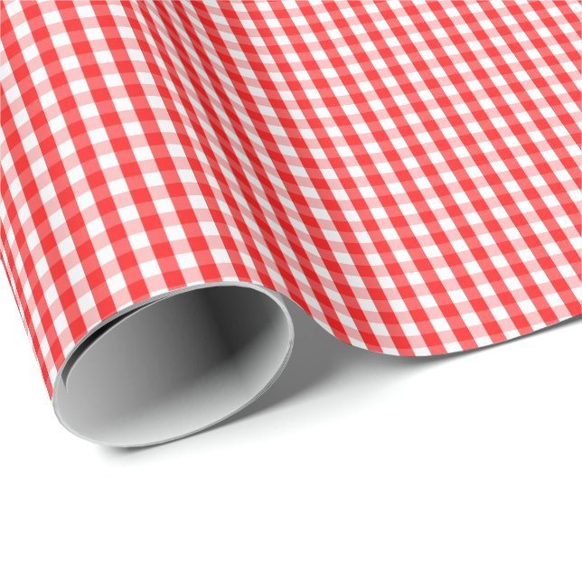 Liten röd och vitGingham som slår in papper Presentpapper (Rullad Hörn)
