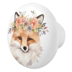 Liten röd räv med Blommigt Headbit Knopp