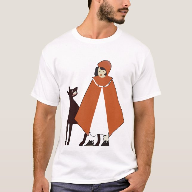 liten röd ridning huva t shirt (Framsida)