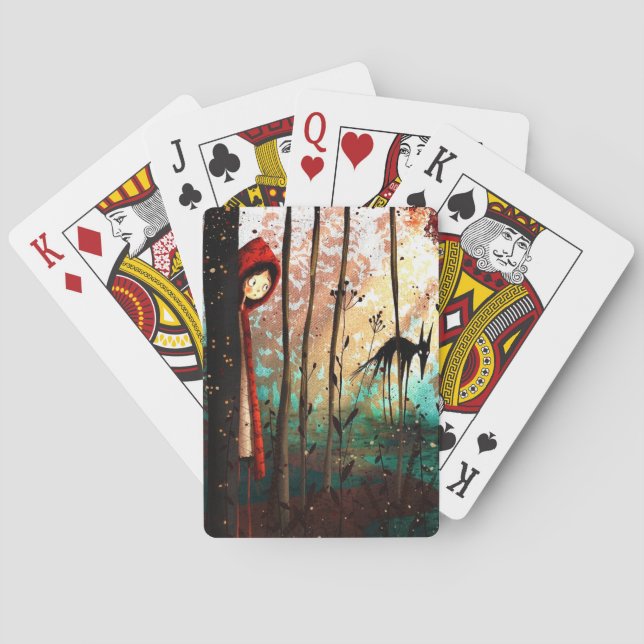Liten röd sagovarg casinokort (Baksidan)
