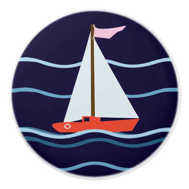 Liten röd segelbåt knopp (Framsidan)
