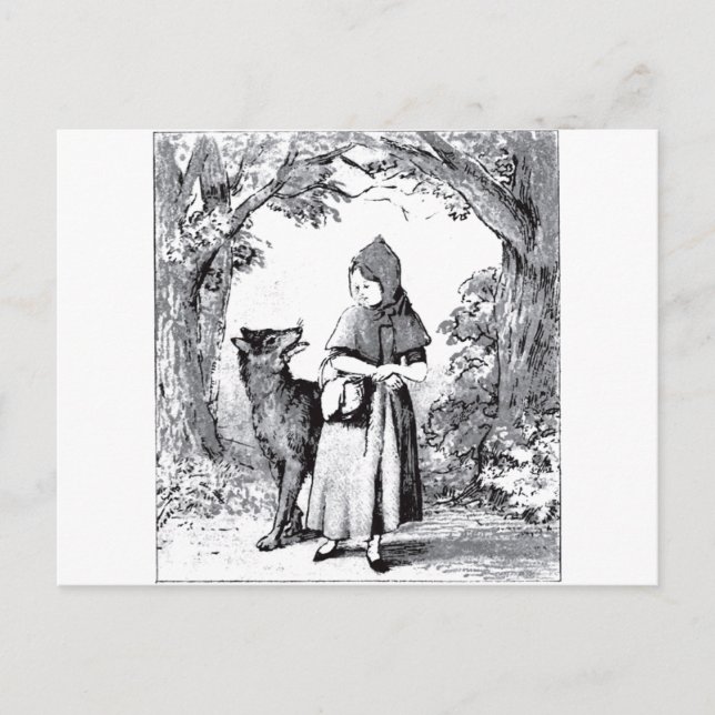 liten rödridning-huva-bilder-3 vykort (Framsida)