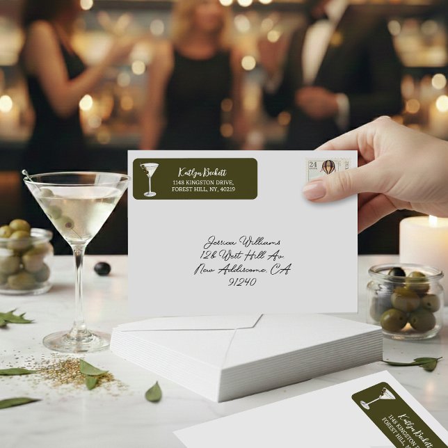 Liten Rolig Martini Soaré Returadress Etikett (Skapare uppladdad)