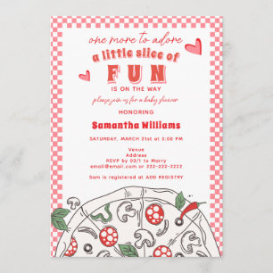 Liten rolig tjej-pizza baby shower inbjudningar
