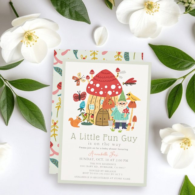 Liten rolig tomte svamp pojke baby shower inbjudningar (Skapare uppladdad)