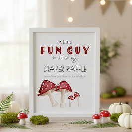 Liten Roligt Guy Mushroom Baby Shower Raffle Poster