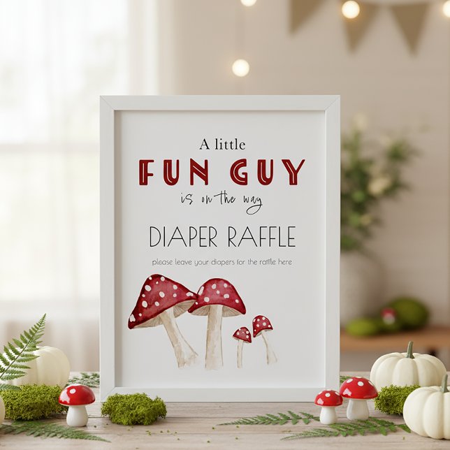 Liten Roligt Guy Mushroom Baby Shower Raffle Poster (Skapare uppladdad)