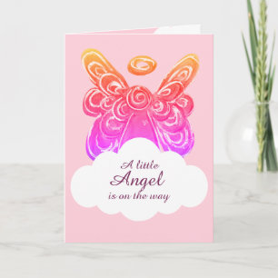 Liten Rosa Angel på babyvykortet Inbjudan