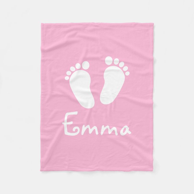Liten rosa anpassad filt i fleece för nybebis flic (Framsidan)