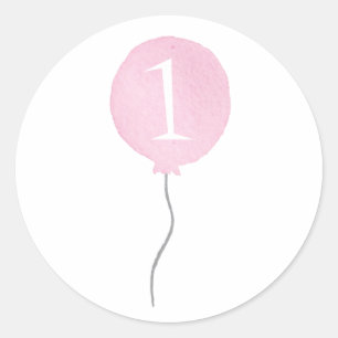 Liten Rosa Balloon Birthday Number Stickers Runt Klistermärke