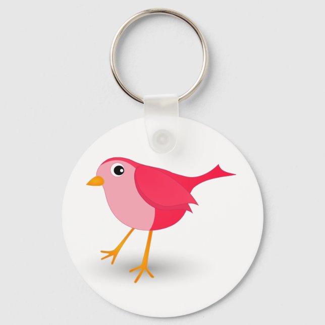 Liten Rosa Bird Cute Girl Classic Round Keychain Nyckelring (Framsida)