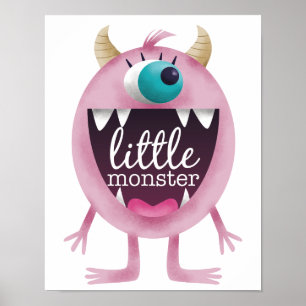 Liten rosa monster flickrum poster
