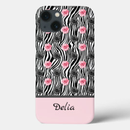 Liten Rosa och Grått Ro Mönster på svarta swirls