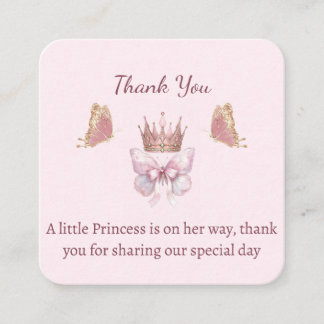 Liten rosa och guld prinsessa baby shower tack tilläggskort