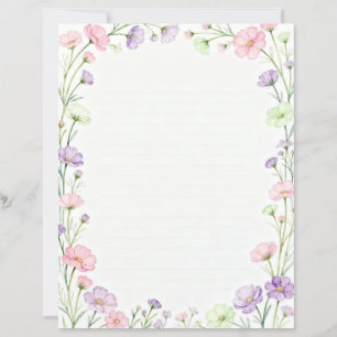 Liten Rosa och Lila Blommig Brevpapper