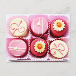 Liten Rosa och vit choklad Vykort