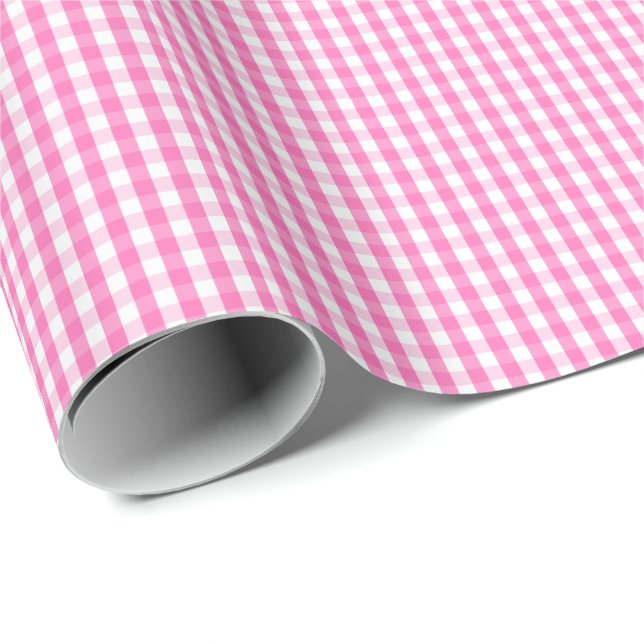 Liten rosa- och vitGingham som slår in papper Presentpapper (Rullad Hörn)