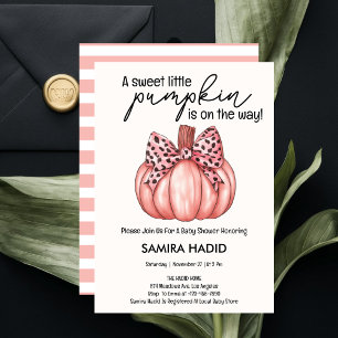 Liten rosa pumpa Det är en flicka Höst baby shower Inbjudningar