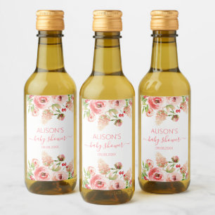 Liten Rosa Ros Blommig Grönska Flickbarns Baby Sho Vinetikett