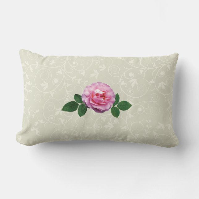 Liten rosa ros lumbarkudde (Framsida)