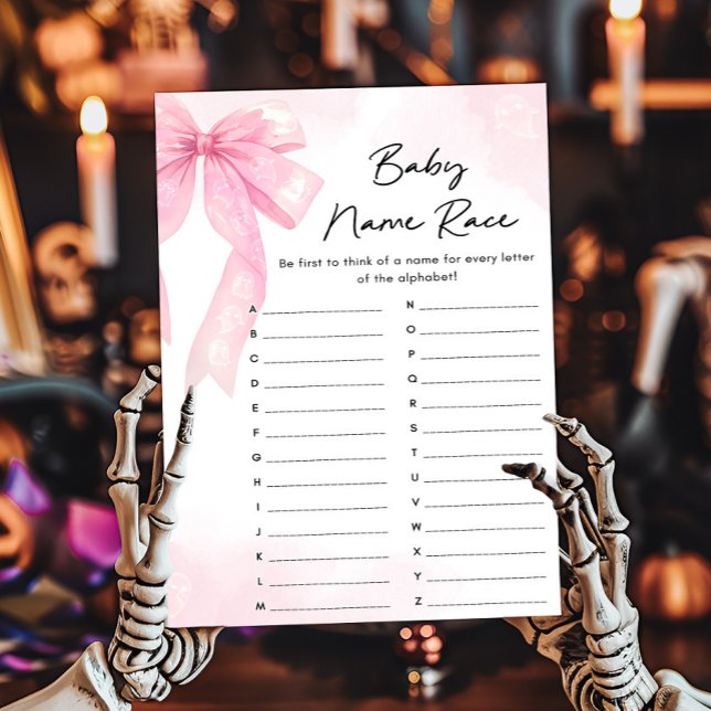 Liten Rosa Rosett Baby Namntävling (Girl Coquette Halloween Baby Shower Baby Name Race Game)