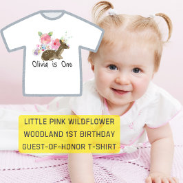 Liten rosa vildblomma skogsmark 1-årsdag t shirt