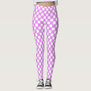 Liten Rosa Vit Rutig Mönster Leggings