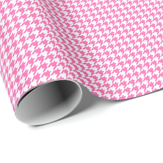 Liten rosor och vit Houndstooth som slår in papper Presentpapper (Rullad Hörn)