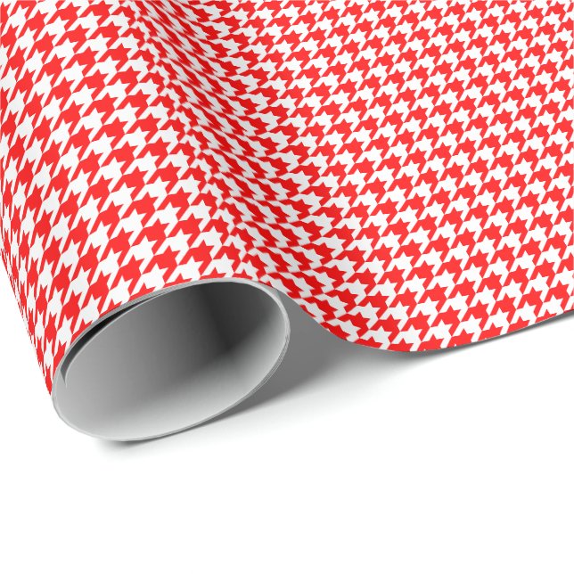 Liten rött och vit Houndstooth som slår in papper Presentpapper (Rullad Hörn)