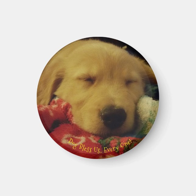 Liten, rund Winston Puppy-julmagnet Magnet (Framsidan)