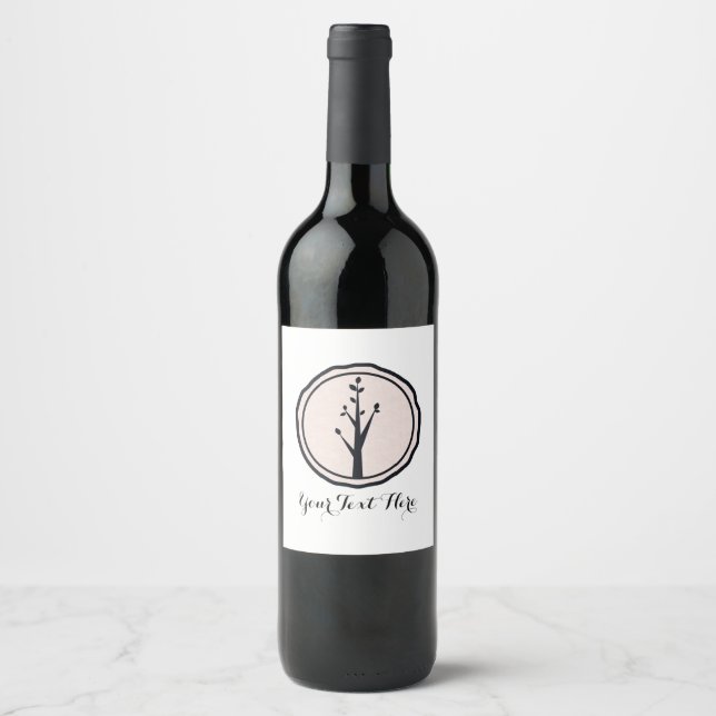 Liten Rustik Träd Natur Bröllop Vinvignetter Vinflaska Etikett (Framsida)