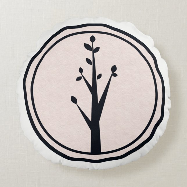 Liten rustik träd natur minimalistisk anpassad dek rund kudde (Framsidan)