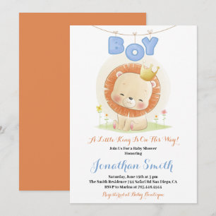liten Safari Lejon Akvarell Baby Shower Inbjudningar