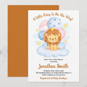 liten Safari Lejon Vattenfärg Baby Shower Inbjudan