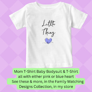 Liten sak - Blått hjärta - Matchande mamma och bu T Shirt