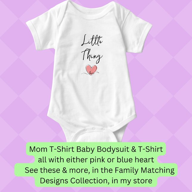 Liten sak  - Rosa hjärta - Matchande mamma och bub T Shirt (Skapare uppladdad)