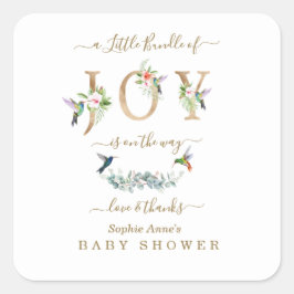 Liten samling av Joy Hummingbird Baby Shower Fyrkantigt Klistermärke