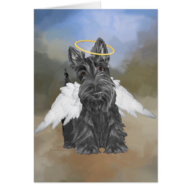 Liten Scottie Ängel Hälsningskort (Framsidan)