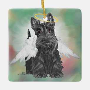 Liten Scottie Ängel Julgransprydnad Keramik