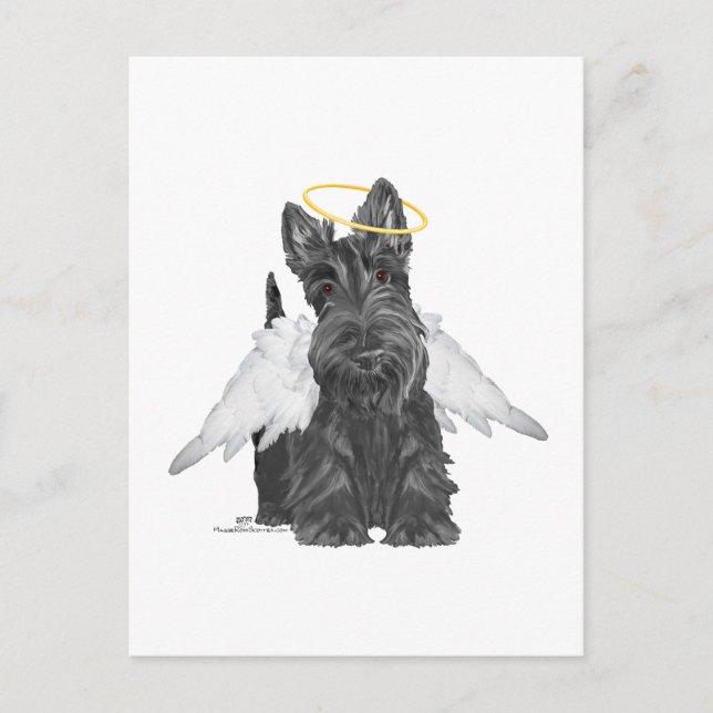 Liten Scottie Ängel Vykort (Framsida)