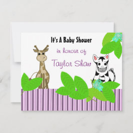 Liten sebra och giraff baby shower inbjudan