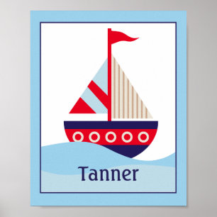 Liten segelbåt Anpassad Nursery Art Print Poster