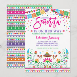 Liten Senorita Fiesta Baby Shower mexikansk Blommi Inbjudningar