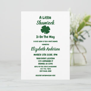 Liten Shamrock St Patrick's Day Baby Shower Inbjudningar