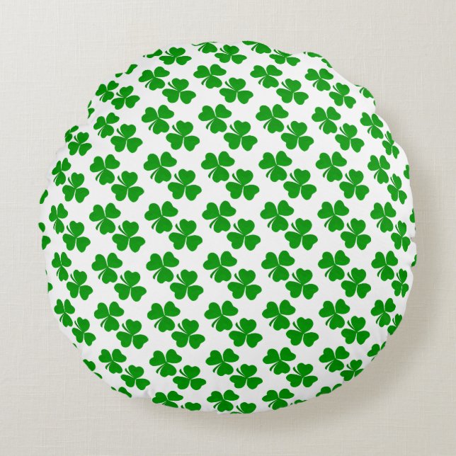 Liten shamrockklöver mönster rund kudde (Framsidan)
