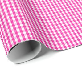 Liten shock rosa- och vitGingham som slår in Presentpapper